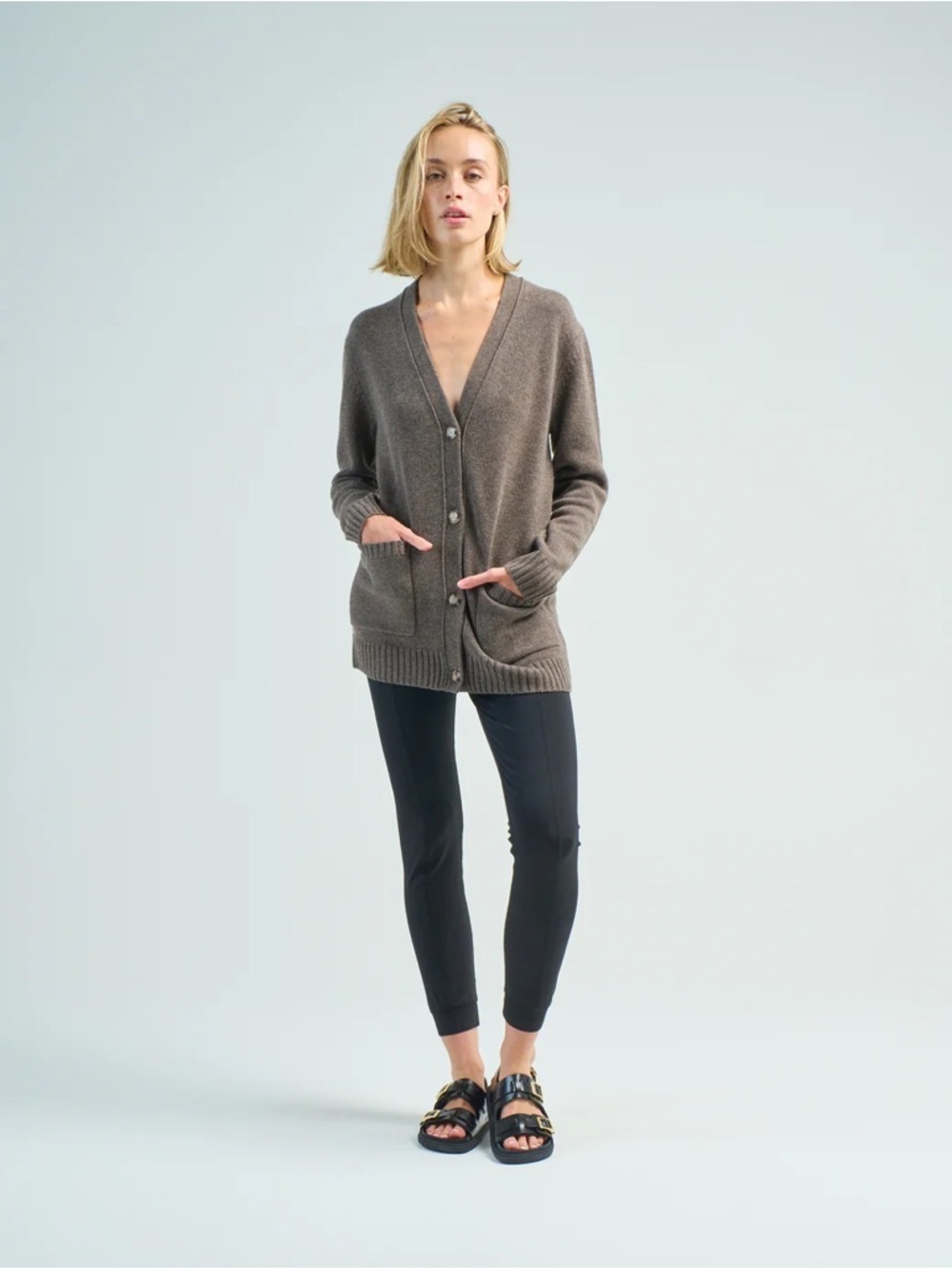 new TWP Phoebe v neck cardigan in fudge melange